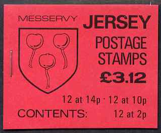 Jersey 1986 Parish Arms (Messervy) Â£3.12 booklet complete, SG B37, stamps on arms, stamps on heraldry