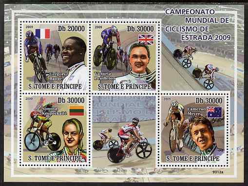 St Thomas & Prince Islands 2009 Track Cycling Championships perf sheetlet containing 4 values unmounted mint, stamps on , stamps on  stamps on sports, stamps on  stamps on bicycles