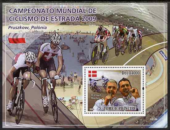 St Thomas & Prince Islands 2009 Track Cycling Championships perf s/sheet unmounted mint, stamps on sports, stamps on bicycles