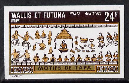 Wallis & Futuna 1975 Mats 24f (Villagers) imperf proof in issued colours (SG 240*), stamps on tapestry      furnishings