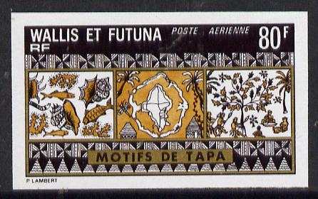Wallis & Futuna 1975 Mats 80f (Fish, Shells & Dancers) imperf proof in issued colours (SG 242*), stamps on tapestry    fish     shells   marine-life    dancing      furnishings