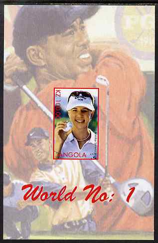 Angola 2000 World No.1 - Annika Sšrenstam (Golf) imperf souvenir sheet unmounted mint. Note this item is privately produced and is offered purely on its thematic appeal , stamps on personalities, stamps on sports, stamps on golf, stamps on women