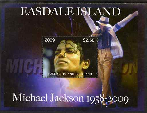 Easdale 2009 Michael Jackson perf m/sheet unmounted mint , stamps on personalities, stamps on music, stamps on pops, stamps on rock