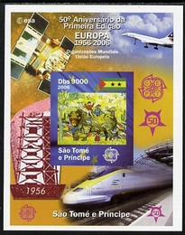 St Thomas & Prince Islands 2006 50th Anniversary of First Europa Stamp imperf souvenir sheet #4 Painting of Children & Cow unmounted mint. Note this item is privately pro..., stamps on europa, stamps on aviation, stamps on concorde, stamps on railways, stamps on arts, stamps on satellites, stamps on bovine