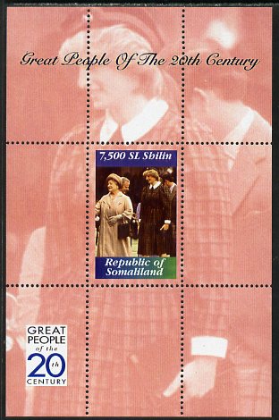 Somaliland 1999 Great People of the 20th Century - Queen Mother & Princess Diana perf souvenir sheet unmounted mint. Note this item is privately produced and is offered purely on its thematic appeal, stamps on personalities, stamps on royalty, stamps on diana, stamps on queen mother, stamps on millennium