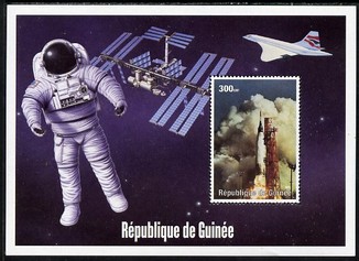 Guinea - Conakry 2004 (?) Space Exploration #1 perf souvenir sheet unmounted mint. Note this item is privately produced and is offered purely on its thematic appeal, stamps on space, stamps on concorde