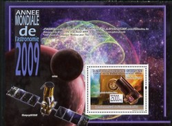 Guinea - Conakry 2009 Year of Astronomy perf s/sheet unmounted mint, stamps on space, stamps on astronomy, stamps on satellites, stamps on telescopes