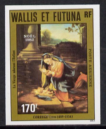 Wallis & Futuna 1982 Christmas (Adoration of the Virgin) imperf proof from limited printing unmounted mint, SG 416*, stamps on arts, stamps on christmas