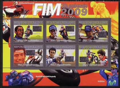 Guinea - Conakry 2008 Tenth Anniversary of International Motorcycle Federation perf sheetlet containing 6 values unmounted mint, stamps on , stamps on  stamps on sport, stamps on  stamps on motorbikes
