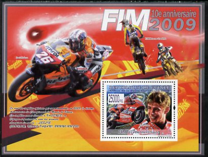 Guinea - Conakry 2008 Tenth Anniversary of International Motorcycle Federation perf s/sheet unmounted mint, stamps on sport, stamps on motorbikes