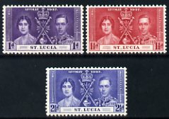 St Lucia 1937 KG6 Coronation set of 3 unmounted mint SG 125-7, stamps on coronation, stamps on  kg6 , stamps on 