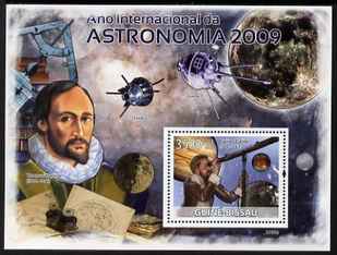 Guinea - Bissau 2009 Year of Astronomy perf s/sheet unmounted mint Michel BL 683, stamps on , stamps on  stamps on astronomy, stamps on  stamps on space, stamps on  stamps on telescopes, stamps on  stamps on planets, stamps on  stamps on galileo