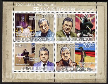 Guinea - Bissau 2009 Paintings by Francis Bacon perf sheetlet containing 4 values unmounted mint Michel 4158-61, stamps on personalities, stamps on arts, stamps on 