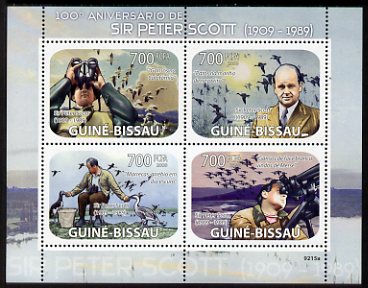 Guinea - Bissau 2009 Sir Peter Scott perf sheetlet containing 4 values unmounted mint Michel 4153-56, stamps on personalities, stamps on birds, stamps on  wwf , stamps on 