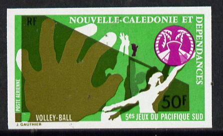New Caledonia 1974 South Pacific Games 50f (Volleyball) imperf proof from limited printing unmounted mint, SG 556*, stamps on sport    volleyball