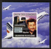Comoro Islands 2009 French Celebrities individual imperf deluxe sheet #6 - Philippe Starck & Concorde unmounted mint as Michel 2243, stamps on personalities, stamps on aviation, stamps on concorde, stamps on arts