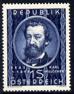 Austria 1949 50th Death Anniversary of Karl Millocker (composer) unmounted mint, SG 1207, stamps on personalities, stamps on music