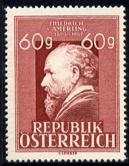 Austria 1947 Friedrich Amerling - painter 60g (from Famous Austrians set) unmounted mint, SG 1007, stamps on personalities, stamps on arts