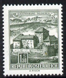 Austria 1957-70 Schattenburg Castle 1s 30 from Buildings def set unmounted mint, SG 1305, stamps on architecture, stamps on castles
