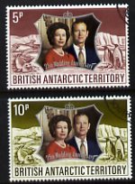British Antarctic Territory 1972 Royal Silver Wedding set of 2 very fine cds used, SG 42-43, stamps on royalty, stamps on penguins, stamps on seals