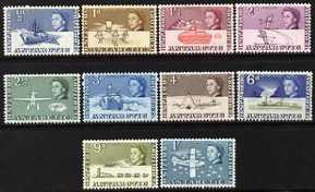 British Antarctic Territory 1963-69 first definitives short set to 1s very lightly mounted mint, 10 values SG 1-10, stamps on ships, stamps on transport, stamps on skiing, stamps on aviation