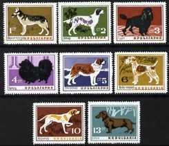 Bulgaria 1964 Dogs set of 8 unmounted mint, SG1455-62, stamps on dogs, stamps on  gsd , stamps on setter, stamps on poodle, stamps on bernard, stamps on fox terrier, stamps on pointer, stamps on dachsund