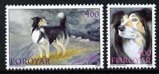 Faroe Islands 1994 Sheepdogs set of 2 unmounted mint, SG 258-59, stamps on animals, stamps on dogs