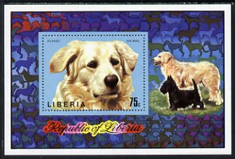 Liberia 1974 Dogs (Kuvasz) 75c miniature sheet unmounted mint, SG 1200 (Mi Bl 71A), stamps on dogs, stamps on kuvasz