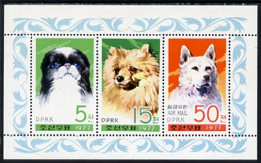 North Korea 1977 Dogs m/sheet of 3 unmounted mint, SG N1641, stamps on dogs, stamps on chow