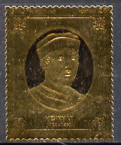 Staffa 1977 Monarchs \A38 Henry VI embossed in 23k gold foil (Rosen #482) unmounted mint, stamps on royalty    history