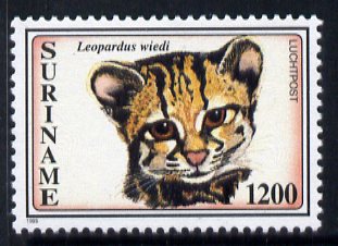 Surinam 1995 Tree Ocelot 1200g from Big Cats set, unmounted mint, SG 1636, stamps on animals, stamps on cats