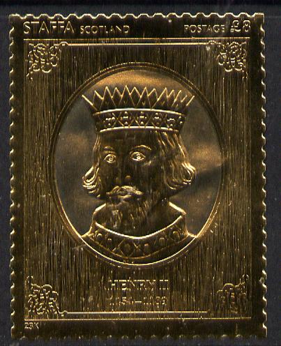 Staffa 1977 Monarchs \A38 Henry II embossed in 23k gold foil (Rosen #472) unmounted mint, stamps on royalty    history