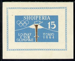 Albania 1962 Tokyo Olympic Games (1st issue) imperf m/sheet (flame) mounted mint, SG MS 707a, Mi BL 8B, stamps on olympics