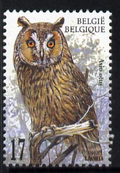 Belgium 1999 Long-Eared Owl (Asio otus) 17f unmounted mint SG 3480, stamps on birds, stamps on birds of prey, stamps on owls