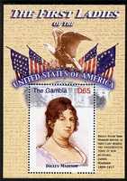 Gambia 2007 The First Ladies of the USA - Dolley Madison perf m/sheet unmounted mint SG MS 5098e, stamps on constitutions, stamps on flags, stamps on birds, stamps on eagles, stamps on birds of prey, stamps on usa presidents, stamps on women, stamps on americana