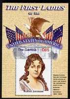 Gambia 2007 The First Ladies of the USA - Martha Jefferson perf m/sheet unmounted mint SG MS 5098c, stamps on constitutions, stamps on flags, stamps on birds, stamps on eagles, stamps on birds of prey, stamps on usa presidents, stamps on women, stamps on americana