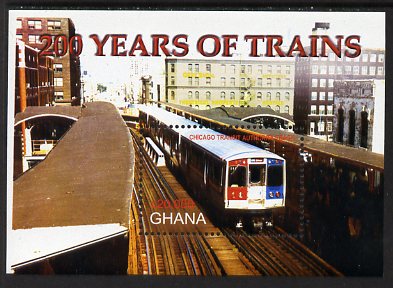 Ghana 2005 Bicent of Railways - Chicago Transit Authority Track perf m/sheet unmounted mint, SG MS3479b, stamps on railways