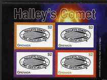 Grenada 2007 Halleys Comet 1986 perf sheetlet of 4 unmounted mint, SG 5282-85, stamps on space, stamps on halley