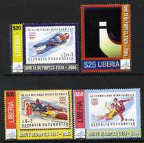 Liberia 2006 Winter Olympics set of 4 unmounted mint, stamps on sport, stamps on olympics, stamps on skating, stamps on shooting, stamps on stamp on stamp