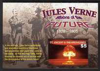 St Vincent 2005 Death Centenary of Jules Verne perf m/sheet (Atomic Bomb), unmounted mint SG MS5491d, stamps on literature, stamps on jules verne, stamps on atomic