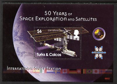 Turks & Caicos Islands 2008 50 Years of Space Exploration & Satellites perf m/sheet (International Space Station) unmounted mint, SG MS1899, stamps on space