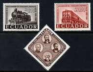 Ecuador 1958 Guayaquil-Quito Railway perf set of 3 unmounted mint, SG 1109-11, stamps on railways
