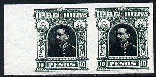 Honduras 1891 Pres Bogran 10p imperf pair being a 'Hialeah' forgery on gummed paper (as SG 69), stamps on railways