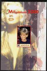 Angola 2000 Millennium 2000 - Princess Diana #3 imperf s/sheet (with Scout logo & Marilyn Monroe in background) unmounted mint. Note this item is privately produced and i..., stamps on personalities, stamps on royalty, stamps on diana, stamps on scouts, stamps on millennium, stamps on films, stamps on cinema, stamps on movies, stamps on music, stamps on marilyn, stamps on monroe