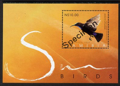 Namibia 2005 Sunbirds perf m/sheet overprinted SPECIMEN, unmounted mint as SG MS989, stamps on birds