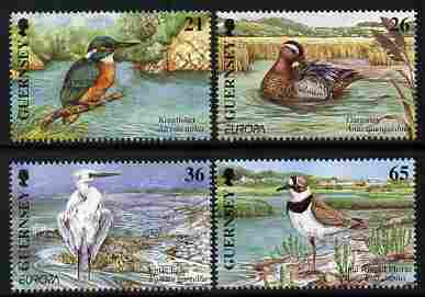 Guernsey 2001 Europa - Water Birds perf set of 4 unmounted mint SG 891-4, stamps on europa, stamps on birds, stamps on kingfishers