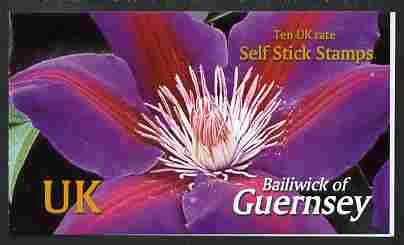 Guernsey 2004 Raymond Evison's Clematis Â£2.70 booklet containing 10 x UK self adhesive labels, SG SB74, stamps on flowers