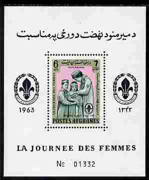 Afghanistan 1961 Womens Day (Scouts) 6a perf m/sheet unmounted mint, stamps on women, stamps on scouts