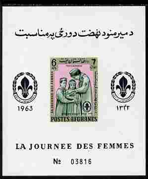 Afghanistan 1961 Womens Day (Scouts) 6a imperf m/sheet unmounted mint, stamps on women, stamps on scouts