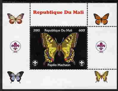 Mali 2010 Butterflies & Scouts individual perf deluxe sheet #3 unmounted mint. Note this item is privately produced and is offered purely on its thematic appeal, stamps on , stamps on  stamps on butterflies, stamps on  stamps on scouts
